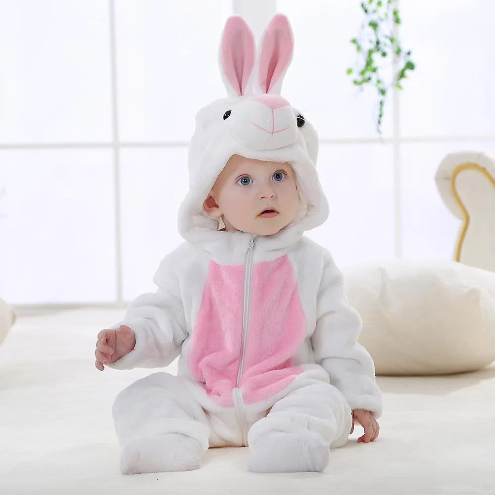 0 1 2 3 4 Years Newborn Baby Rompers Flannel Animal Kigurumi Pajamas Toddler Infant Winyer Clothes Boys Girls Jumpsuits Onesies