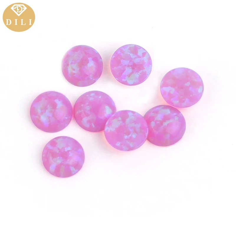 1.5-8mm OP51-OP60 Synthetic Flat Back Opal Lab Grown Synthetic Round Cabochon Fire Opal Gemstone For Ring Earring Necklace