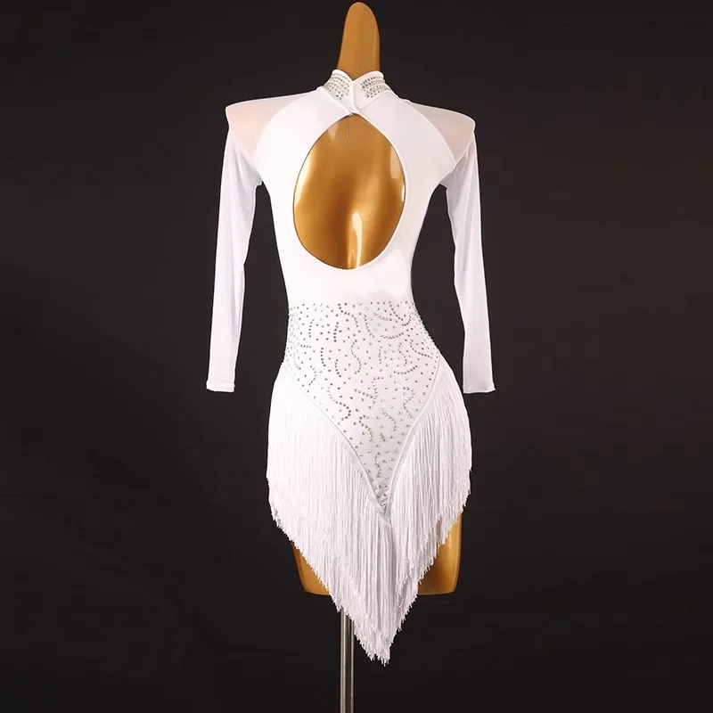 Latin Dance Practice Clothes Competition Dress Woman Fringed Skirt Party Girls Sports Suit Line Stage Costume For Prom Ball Wear