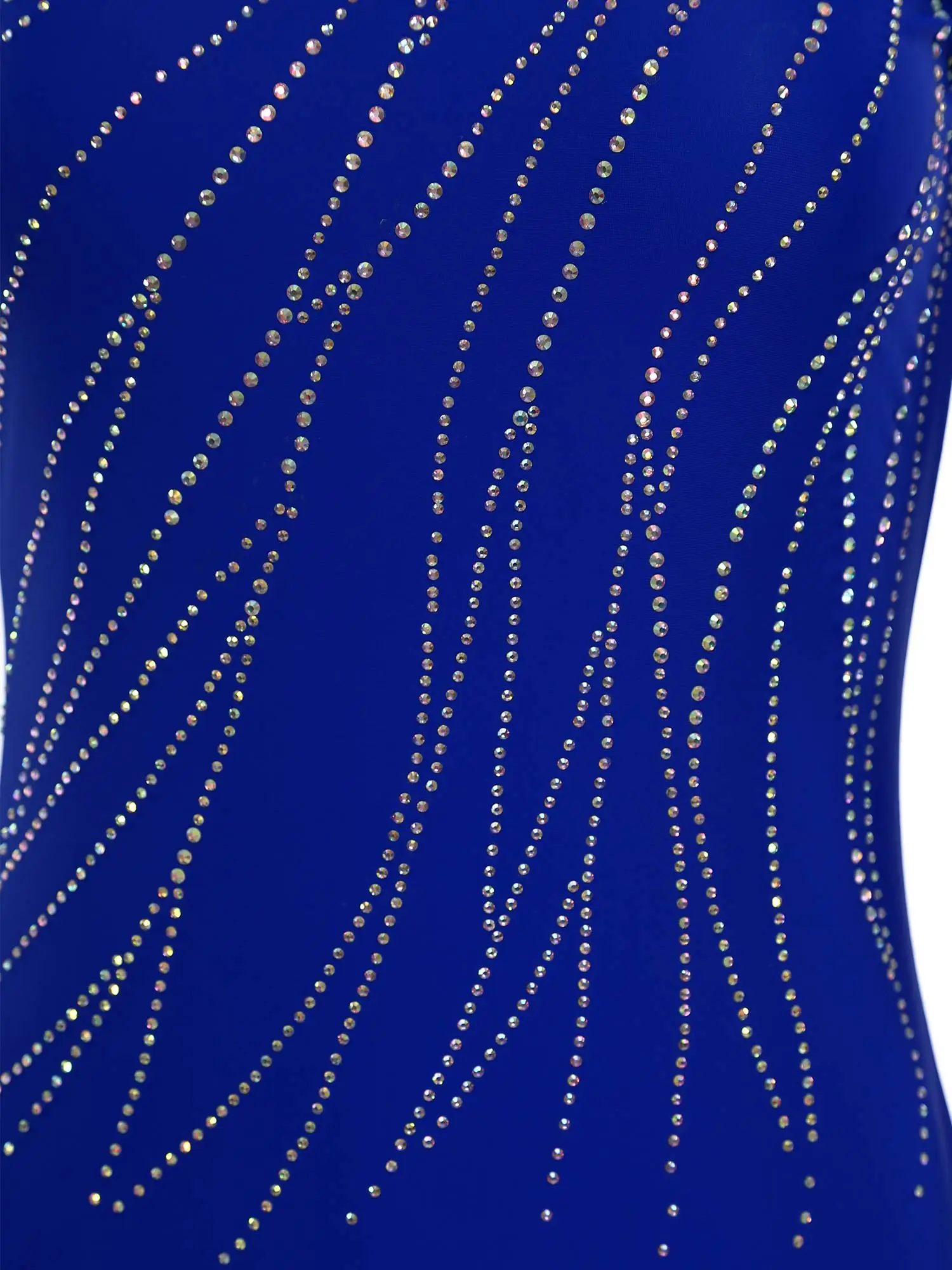 ผู้หญิงห้องบอลรูมเต้นรําชุด Lyrical สเปน Flamenco Dance เครื่องแต่งกายลูกไม้แขนยาว Rhinestones กว้าง Hemline Maxi ชุด