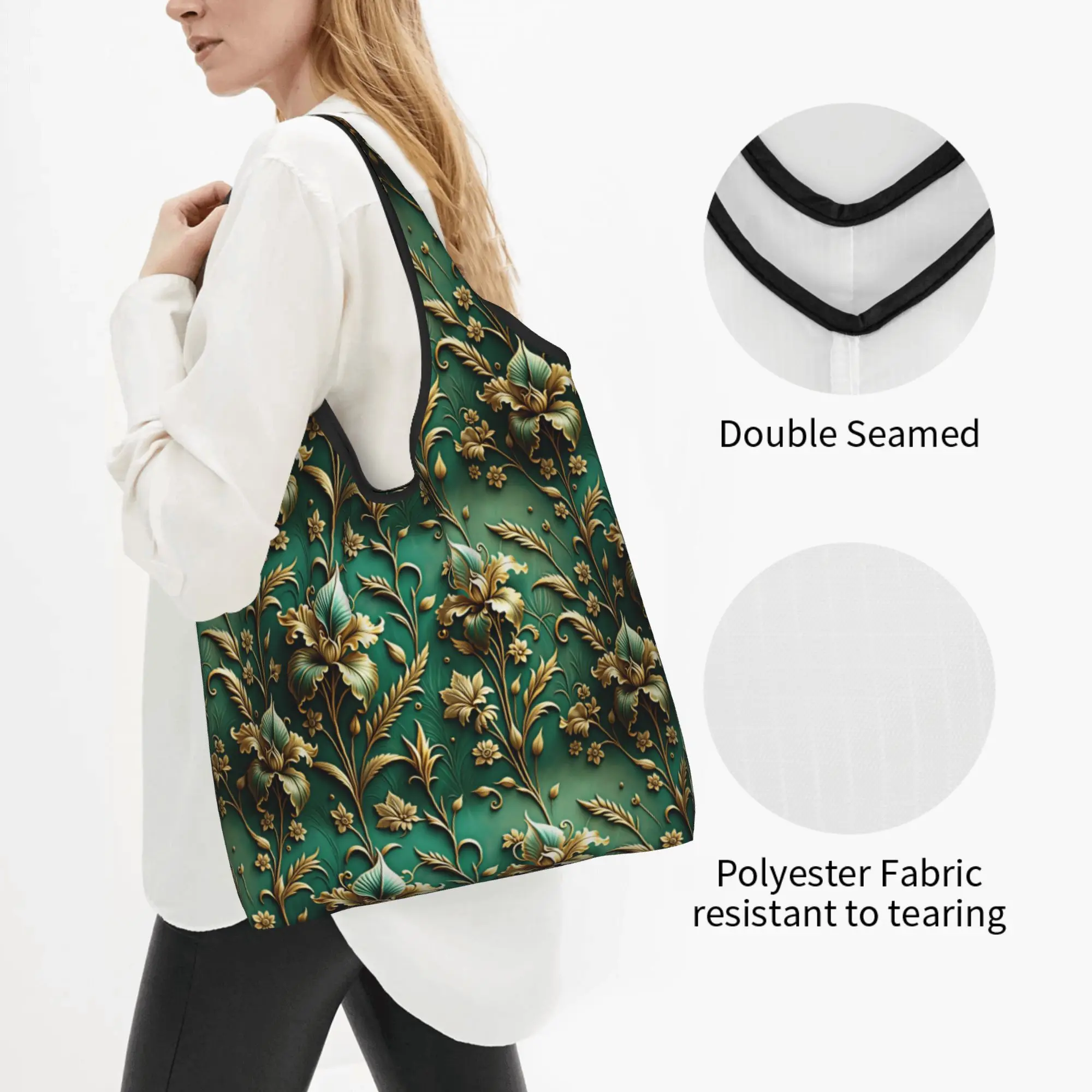 Recycling Fashion Trend 3D Flowers Shopping Bag Women Tote Bag Portable Luxury High 3D Floral Grocery Shopper Bags