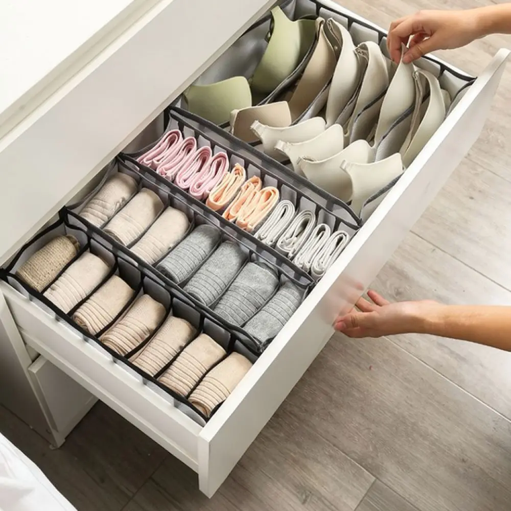 Mesh Organizer Box Drawer Divider Storage For Underwear Socks Bra Closet Wardrobe Clothes Container Foldable Sorting Tray