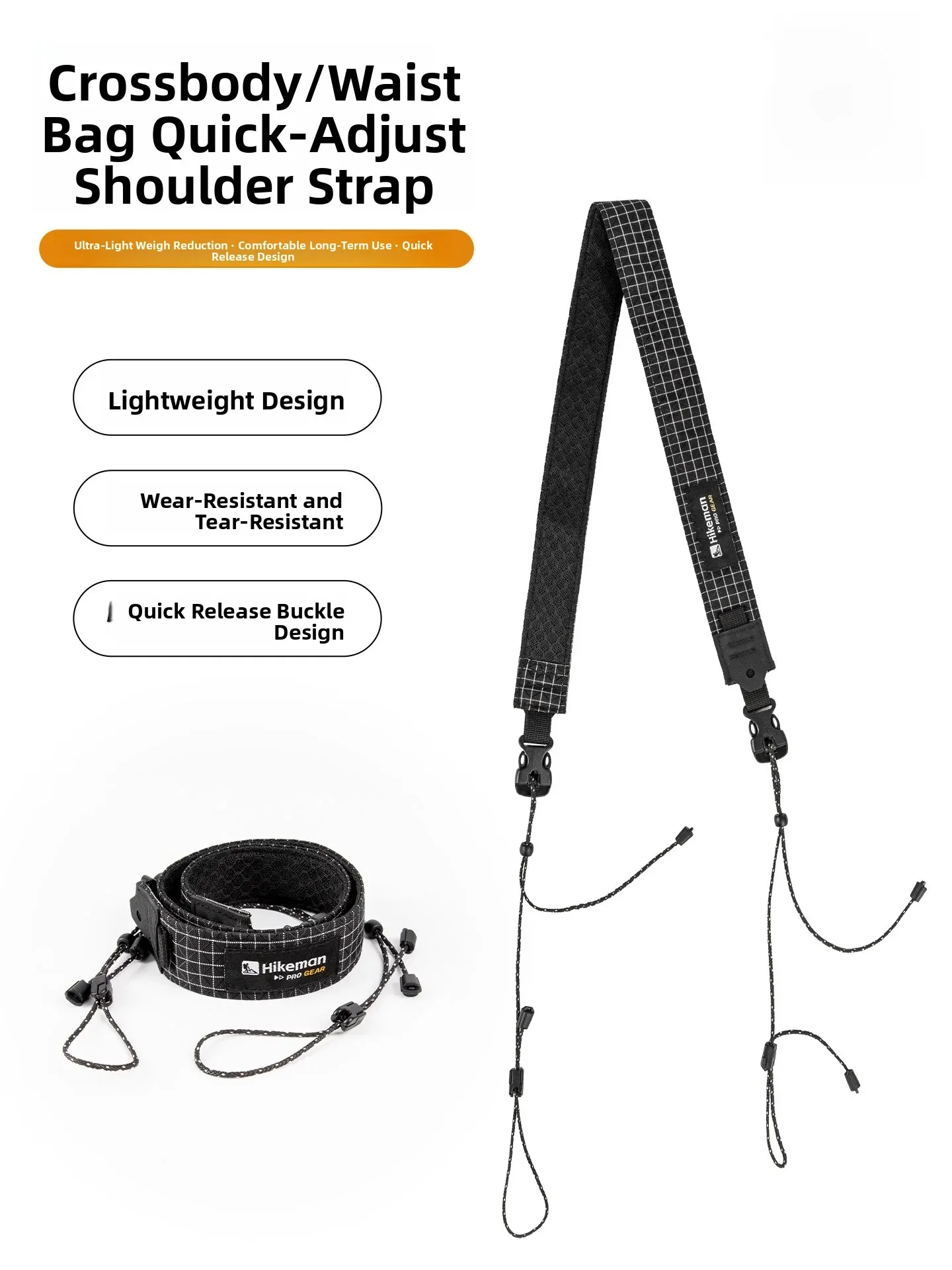 Adjustable Outdoor Tactical Backpack Strap Quick Release Wide Shoulder Belt Multi-Functional High Tenacity Nylon Crossbody St...
