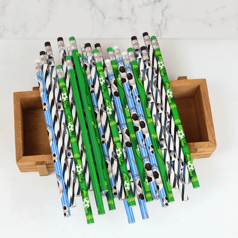 12/24Pcs Football Party Pencils Kids Soccer Sport Themed Birthday Party Favors for Guest Boy Back To School Gift Pinata Fillers