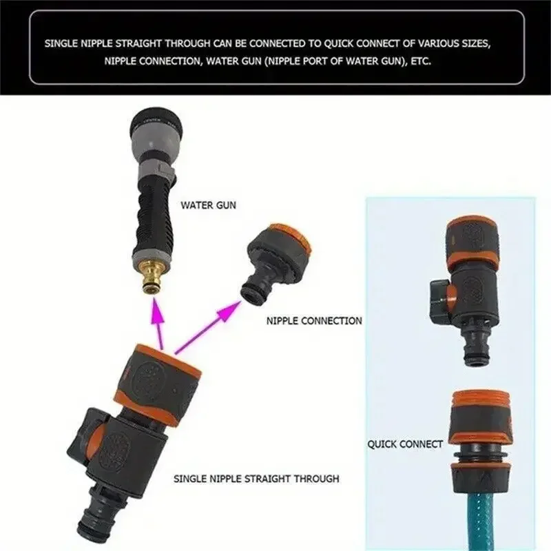 محول خرطوم الحديقة سريع التوصيل مع صمام الإغلاق - مناسب لخراطيم 1/2 بوصة و3/8 بوصة و1/4 بوصة و3/4 بوصة مثالية لغسيل السيارات فيحدائق المروج