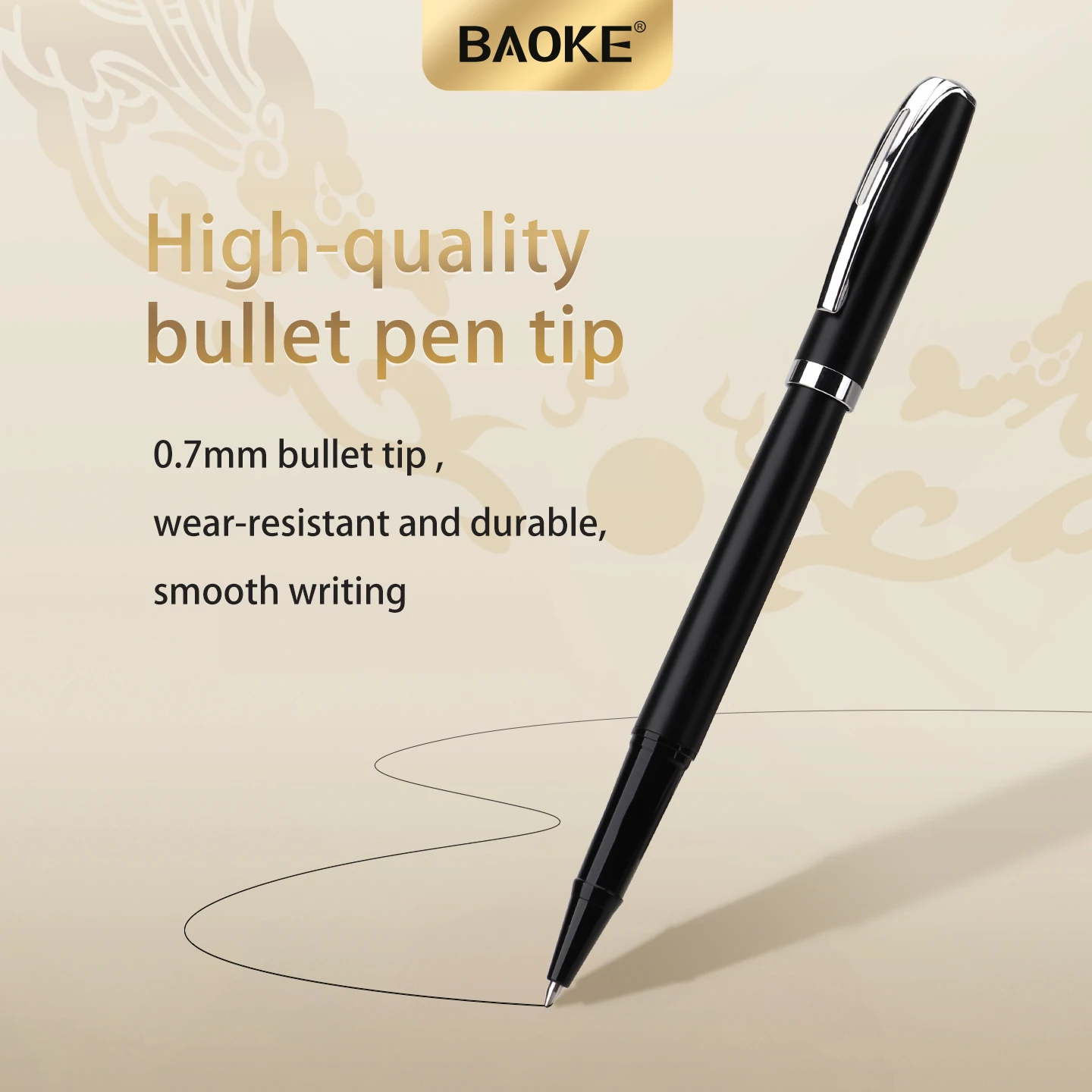 BAOKE PM180 فاخر 0.7 مللي متر حبر جل معدني مجموعة أقلام حبر أسود 6 برميل اللون السلس الكتابة رصاصة تلميح للمكتب ، هدية ، الكتابة