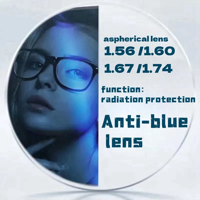 1.56/1.61/1.67/1.74 Resin Aspherical Optical Prescription Astigmatism Anti-Blue Lens