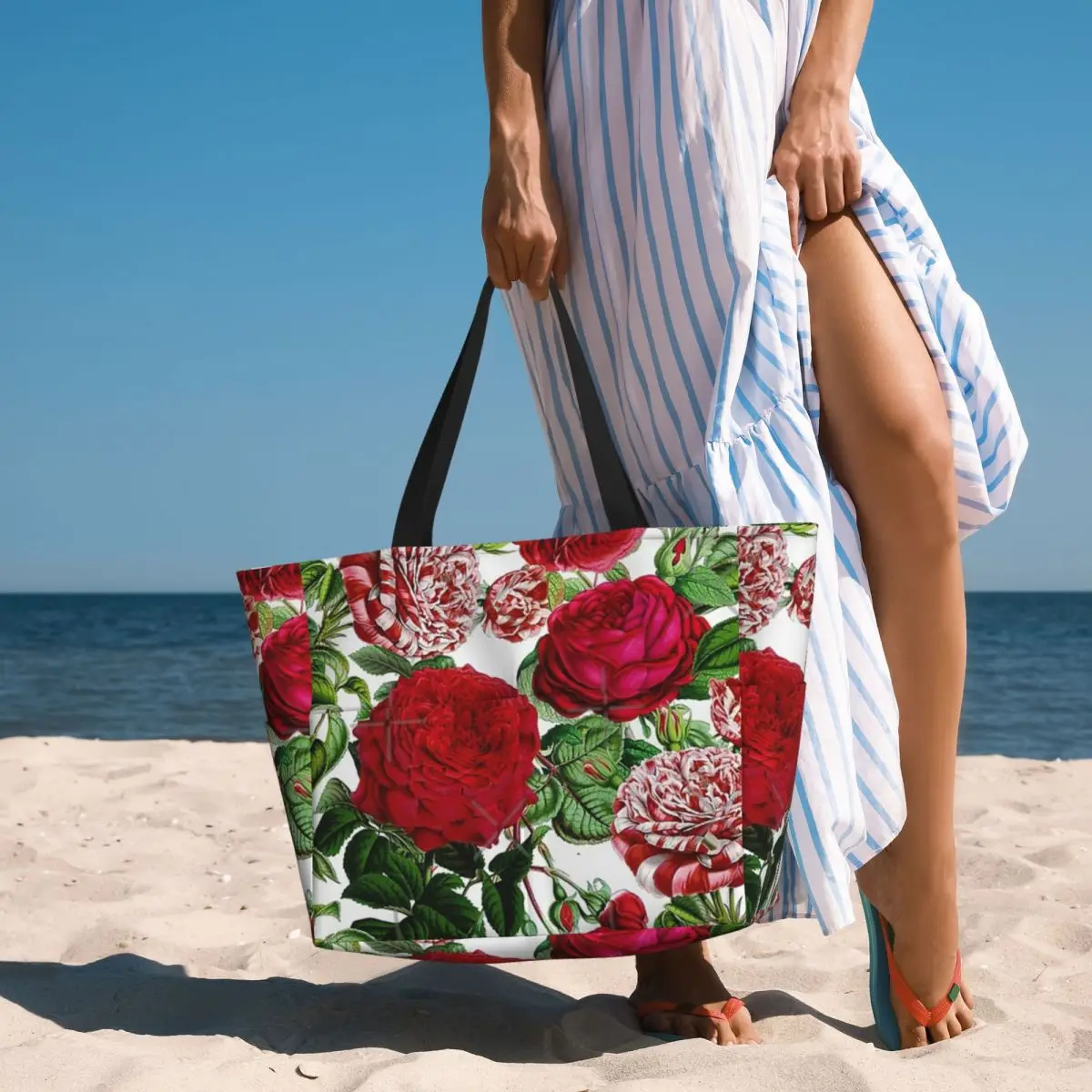 Summer Roses Botanical Garden Beach Travel Bag, Tote Bag Retro pratici regali regalo di compleanno modello Multi-stile