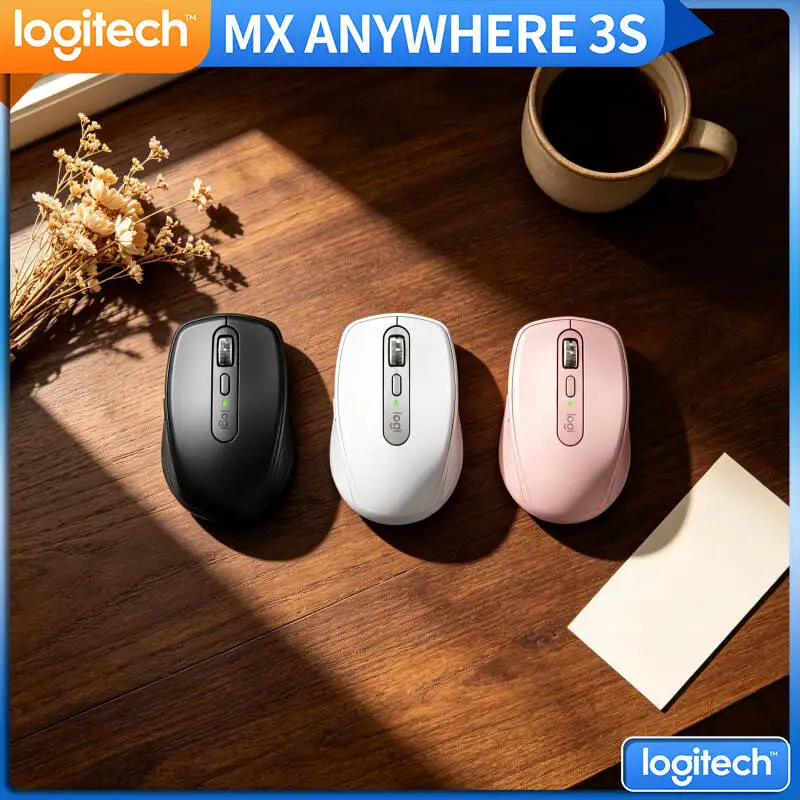 Portable MX Anywhere 3S Mouse - 8K DPI, Hyper-Scroll, Silent Click, Perfect for Bookstore Work & Office