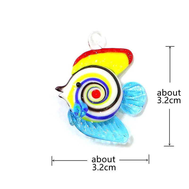 Colorful Mini Tropical Fish Glass Pendant Cute Marine Animal Charm Ornament for Diy Jewelry Making Accessories or Aquarium Decor