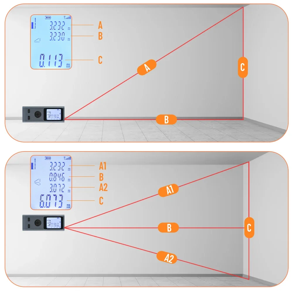 Portable Multifunctional Mini Laser Rangefinder USB Charged Digital Tape Measure Aluminum Alloy 30m/40m/50m Distance Laser Ruler