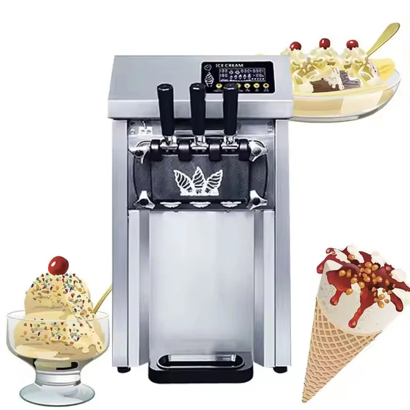 Ice Cream Machine Three Flavors Sweetener Ice Cream Maker Benchtop Gelato Vending Freezing Machine