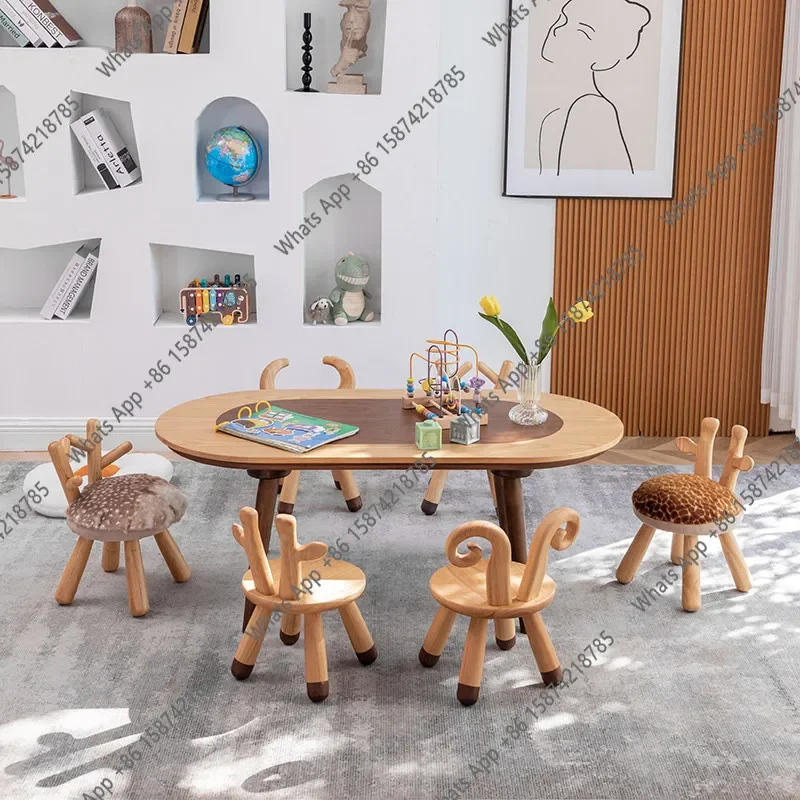 S64 Solid Wood Handmade Toys Children's Table Kindergarten Picture Book Museum Learning Painting Sales Office Science And Techno
