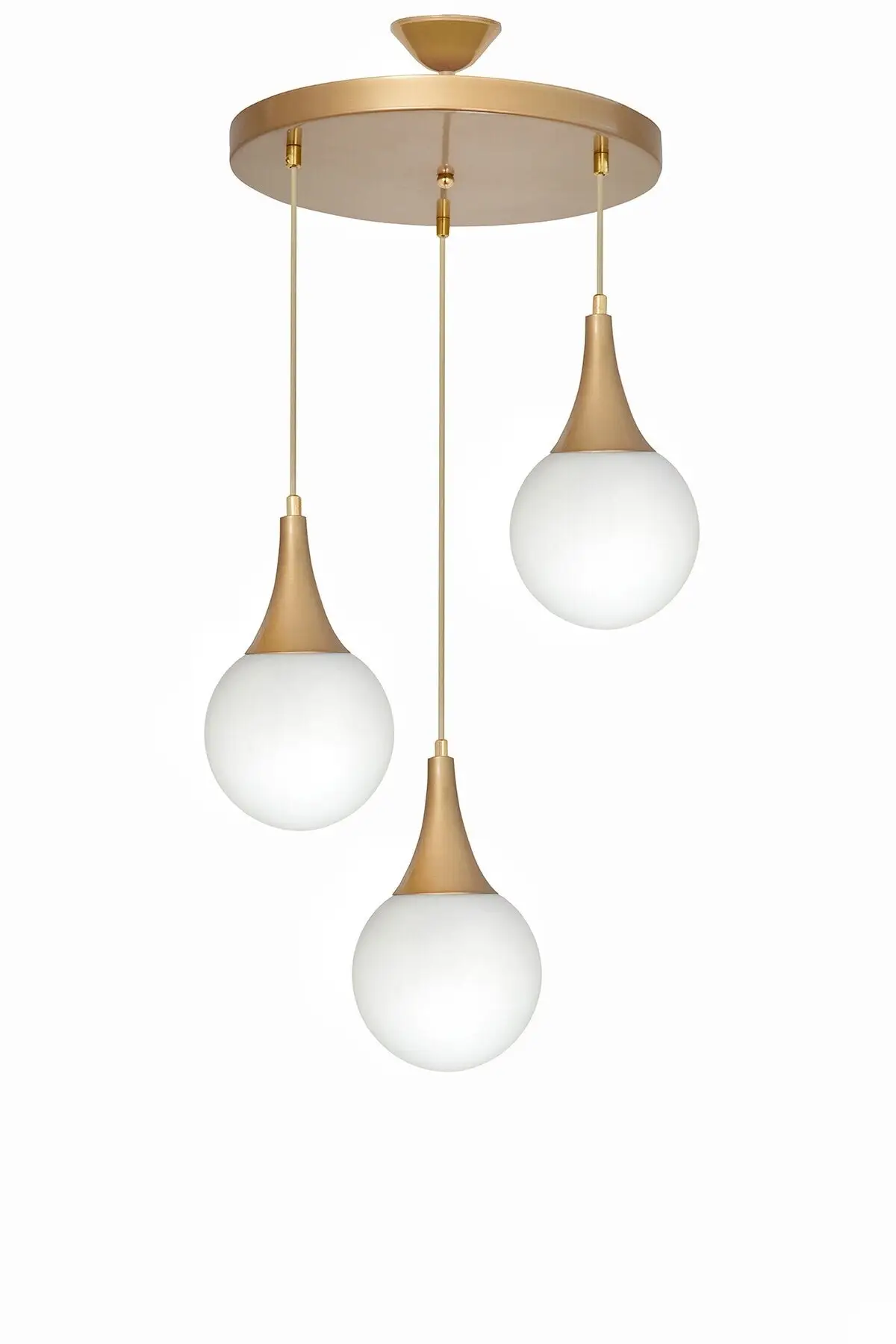 

DOLBOVI drop 3 pcs tumbled round white glass pendant chandelier