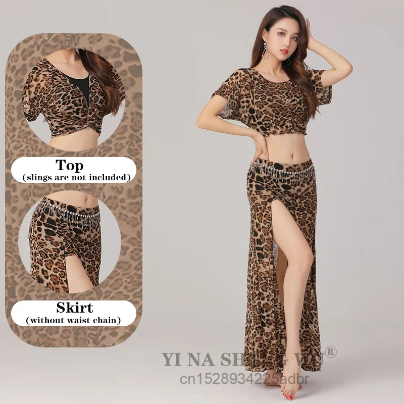 

Одежда для танца живота, сексуальная пряжа с цветочным узором, сетчатый костюм, женские танцевальные костюмы, комплект с леопардовым принтом