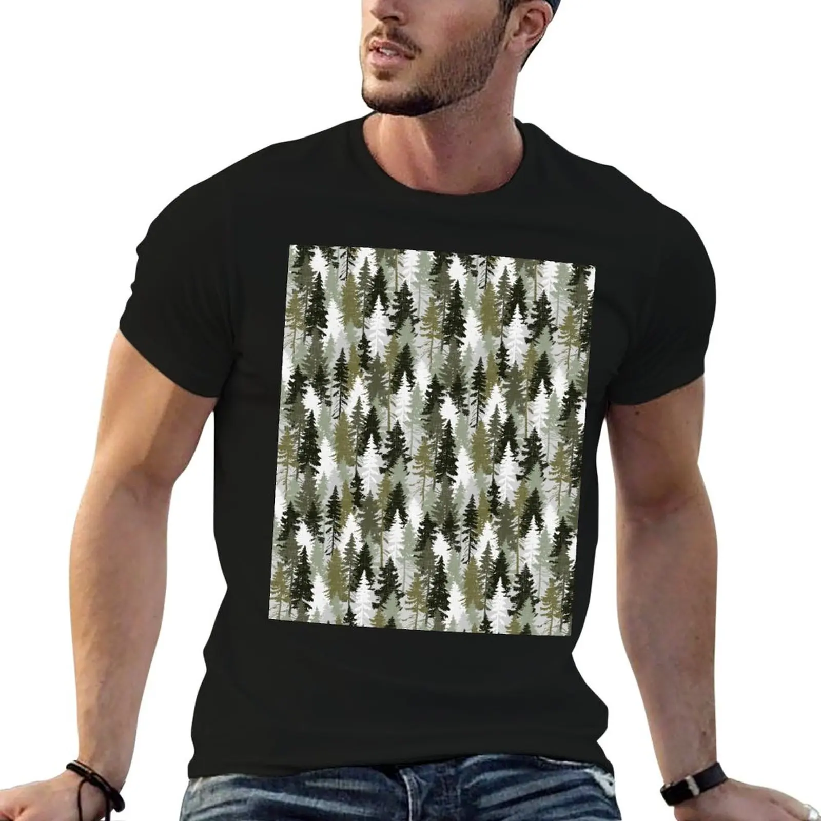 

Pine Tree Forest / Olive T-Shirt vintage boys animal print clothing for men