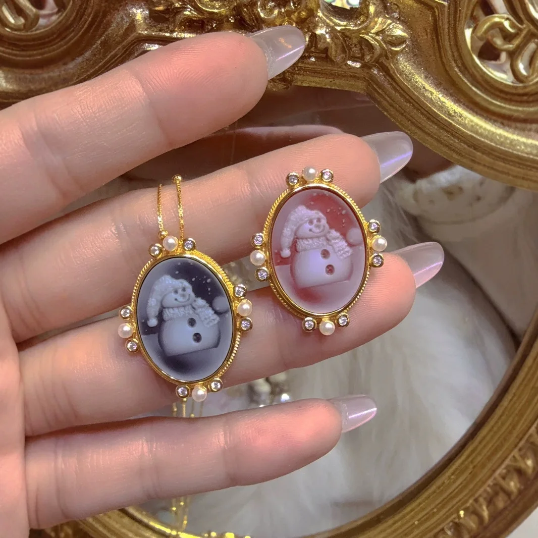 

Live Stream Explosion S925 Silver, Whole Body Silver Inlaid Agate Cameo Pendant, Ancient Style