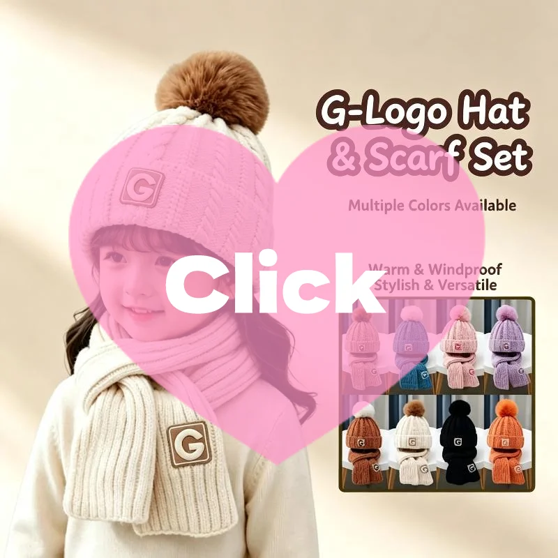 Children's Two-piece Hat And Scarf Set For Autumn And Winter Boys And Girls Knitted Scarf Warm And Versatile Woolen Hat