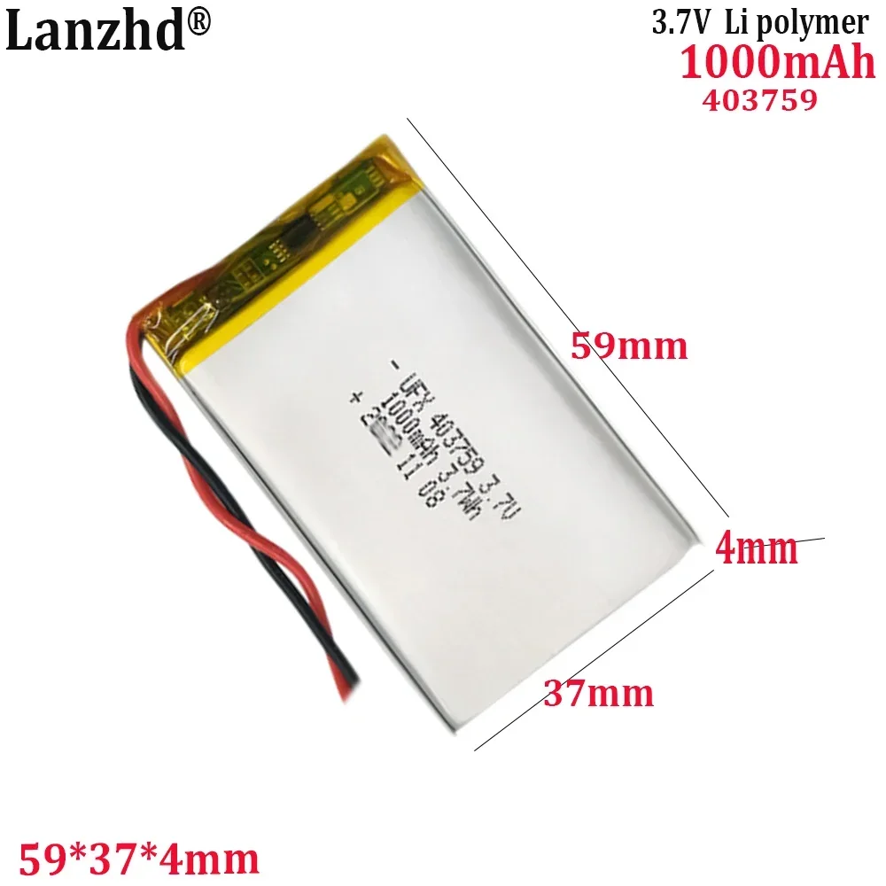 

1-12pcs 403759 3.7V 1000mAh 383759 Lithium Polymer Li-Po Rechargeable DIY Battery For Mp3 MP4 MP5 GPS mobile electronic Battery