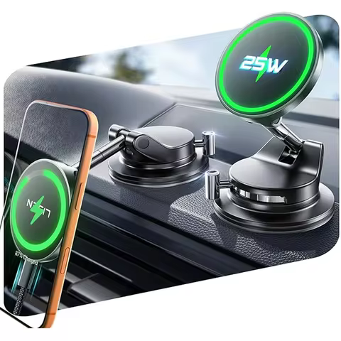 LISEN Qi2.2 25W Suction Magnetic Car Charger Mount — Best suction-mount style to inspect