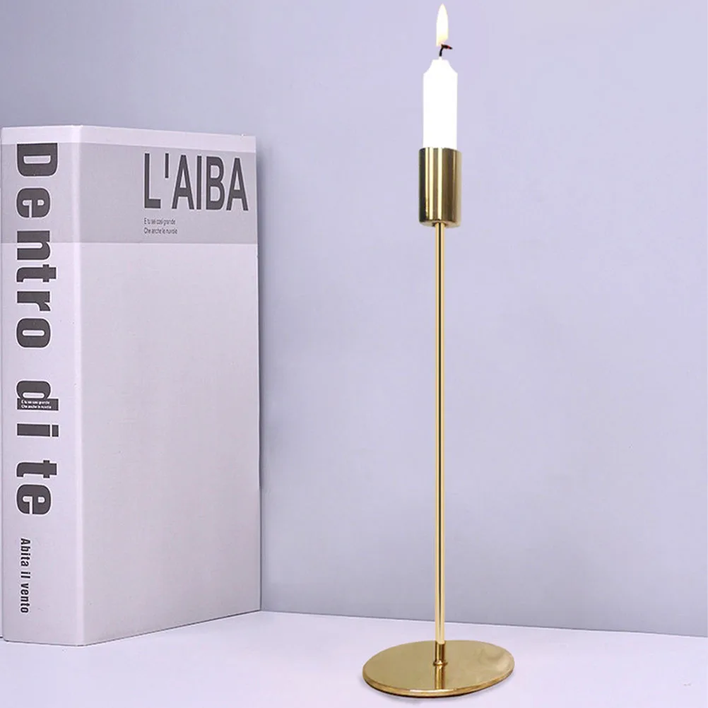 2Pcs Metal Stand Simple Light Luxury Iron Art Candleholder for Wedding Party Decorative Tabletop Stick Adornment
