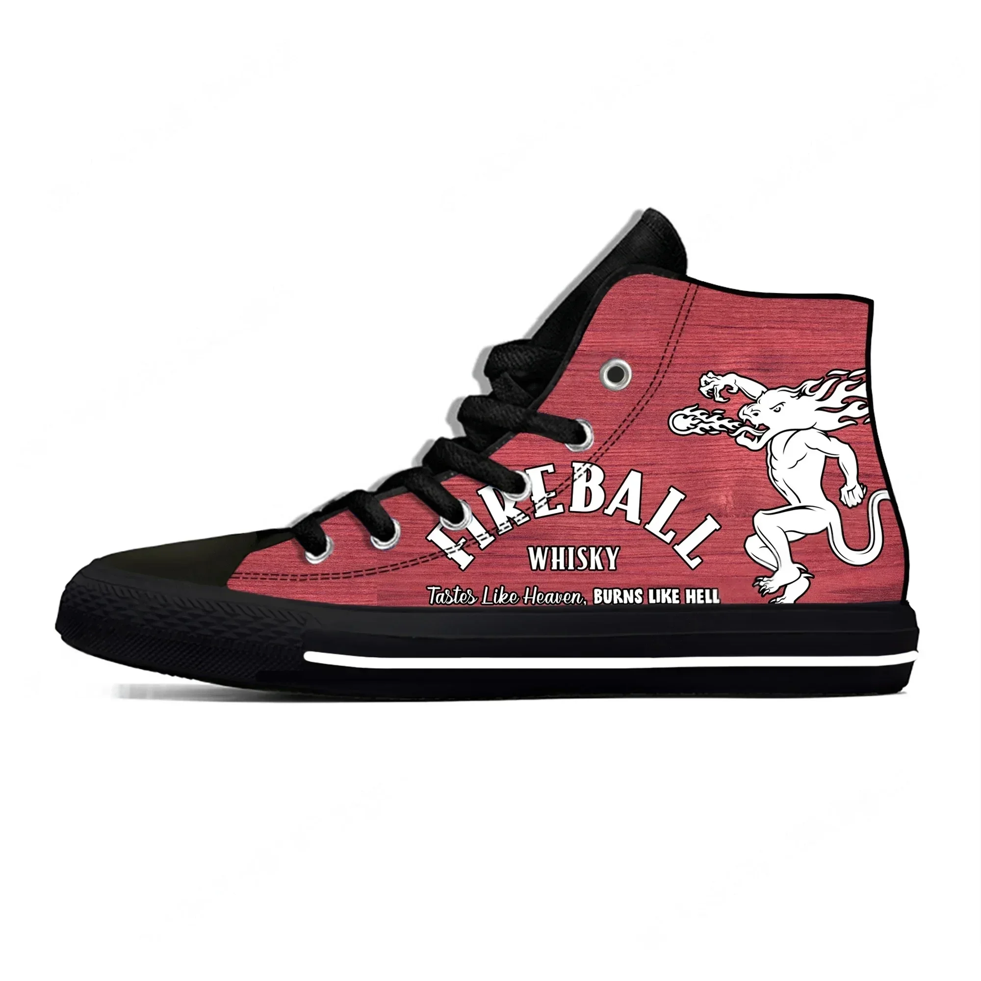 Zapatillas Fireball Cinnamon High Top Whisky para hombre, mujer y adolescente, zapatos informales de lona, ​​zapatos para correr con estampado 3D, zapatos ligeros