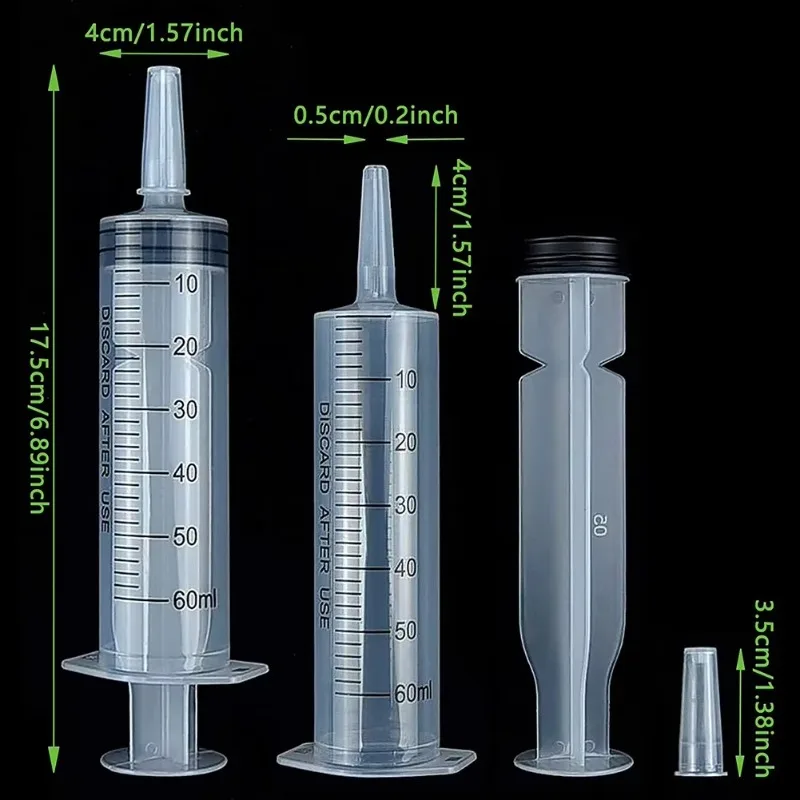 60ml Pet Runner FeederHand Push Plastic Syringe RinserMulti-Function RinserFor pet feeding liquid separation and ink refilling