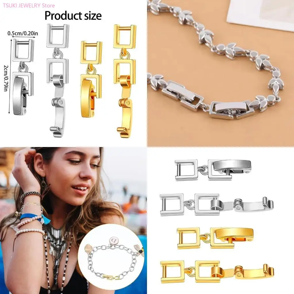 62KE 4 Pieces Bracelet Necklace Extender Clasps Sturdy Copper Silver Gold Options