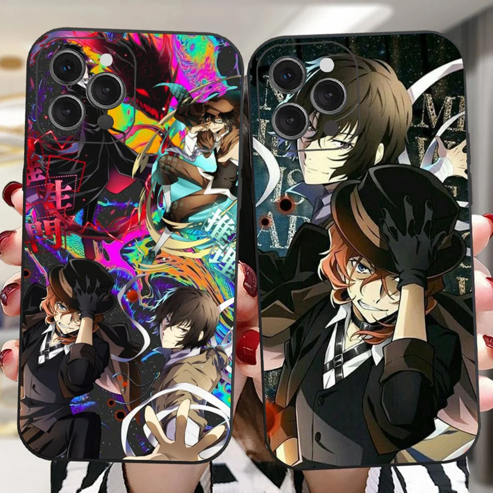 Anime Bungou Stray Dogs Phone Case For IPhone 16 15 14 13 Pro Max 11 12 Mini X Xs XR Se 2022 Black Silicone Cover