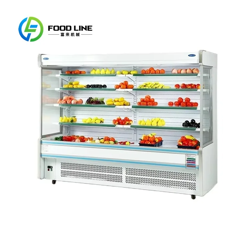 Customize Vegetable Fruit Refrigerator Showcase Supermarket Multi Deck Open Front Chiller Display Cooler