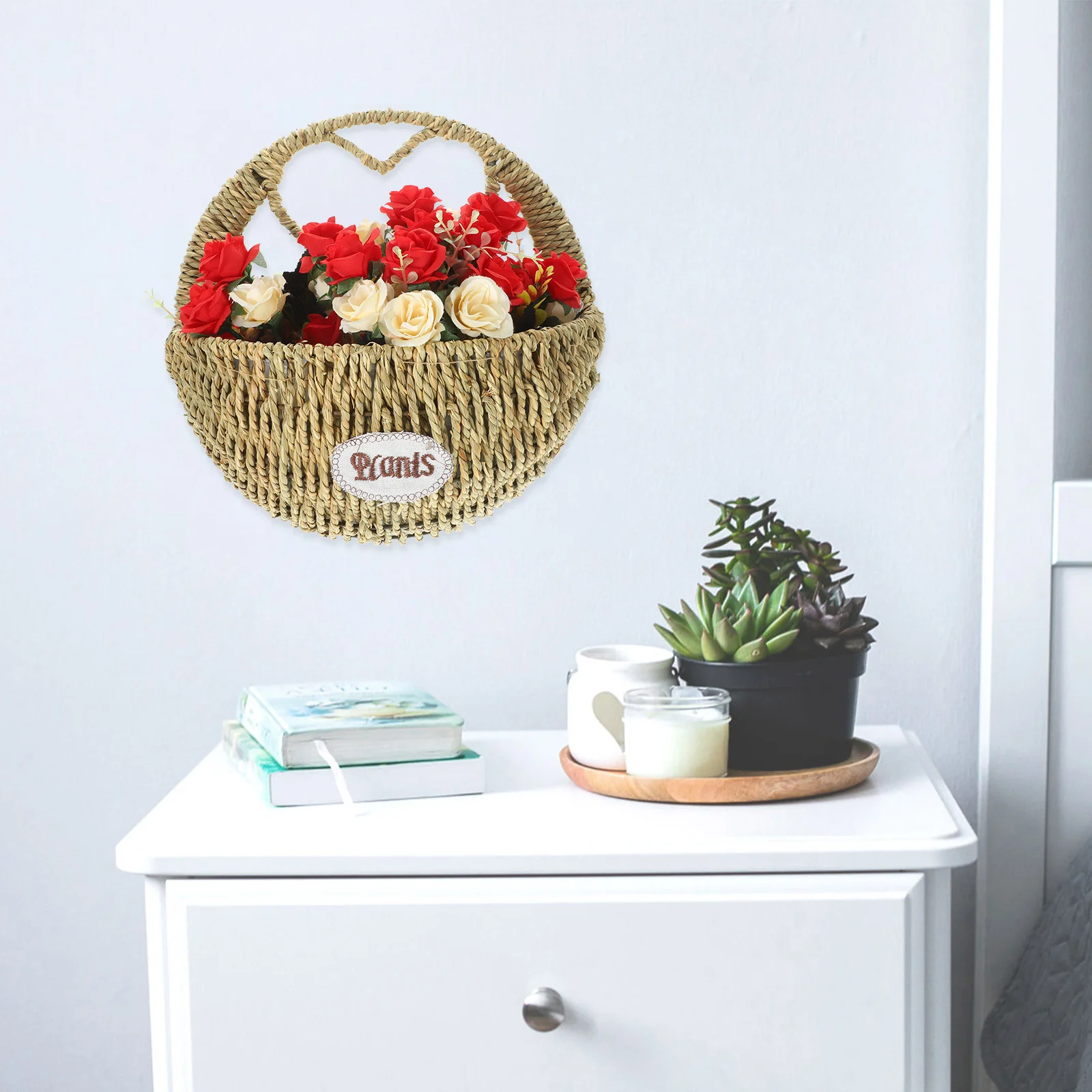 

Heart-Shaped Woven Hanging Flower Basket Wall Mount Planter For Indoor Outdoor Plants Garden Patio Balcony Home Decor