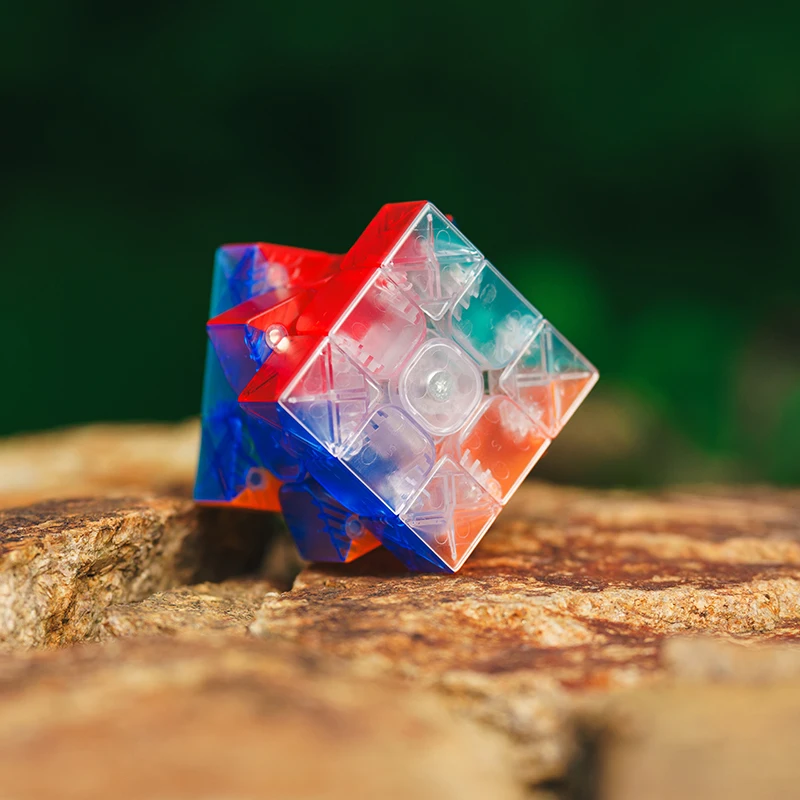 Transparent Colored 3X3 Professional Cube Zero Delay Ultra-Fast Turning Magic Cube Puzzle Kid Toy Single Magnetic Fast Silent