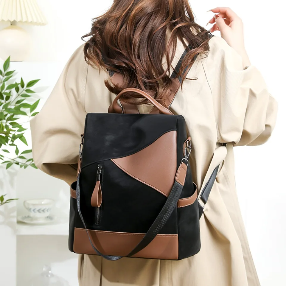 Women's fashionable backpack, shoulder bag, travel multifunctional bag, handbag, handbag, suitable for different scenarios