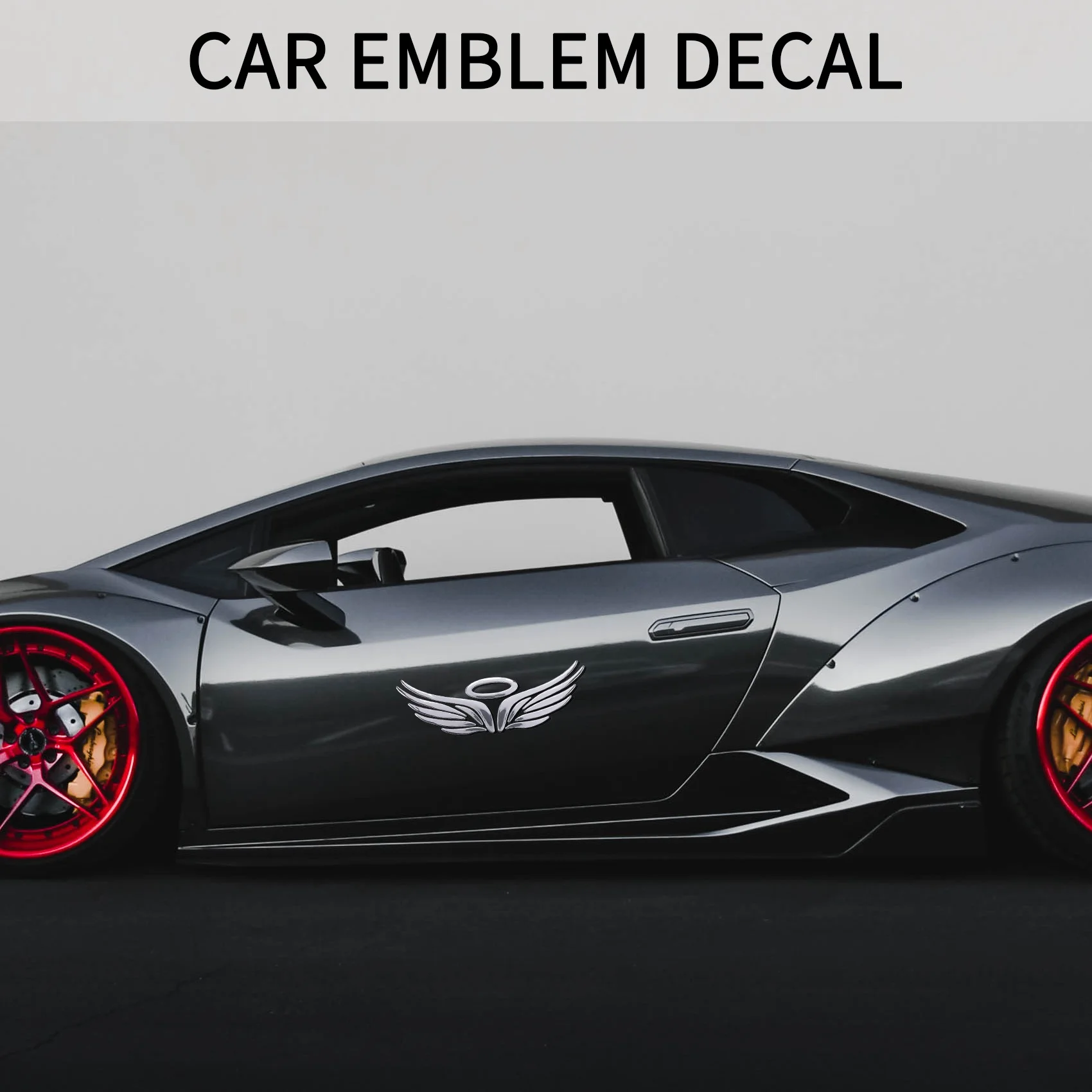 สติกเกอร์รูปลอกรถยนต์โครเมี่ยมปีกนางฟ้าสีเงินสติ๊กเกอร์ตกแต่งตราติดรถ3D