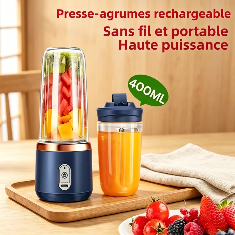 Licuadora Portátil Recargable, 21000 RPM de Alta Velocidad, Mini Vaso para Jugos con 6 Cuchillas para Uso en el Hogar y al Aire Libre