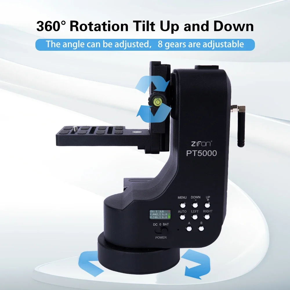 ZIFON PT5000 cabeza panorámica giratoria motorizada automática Control remoto Pan Tilt trípode estabilizador de cabeza para cámaras GOPRO DSLRS foto