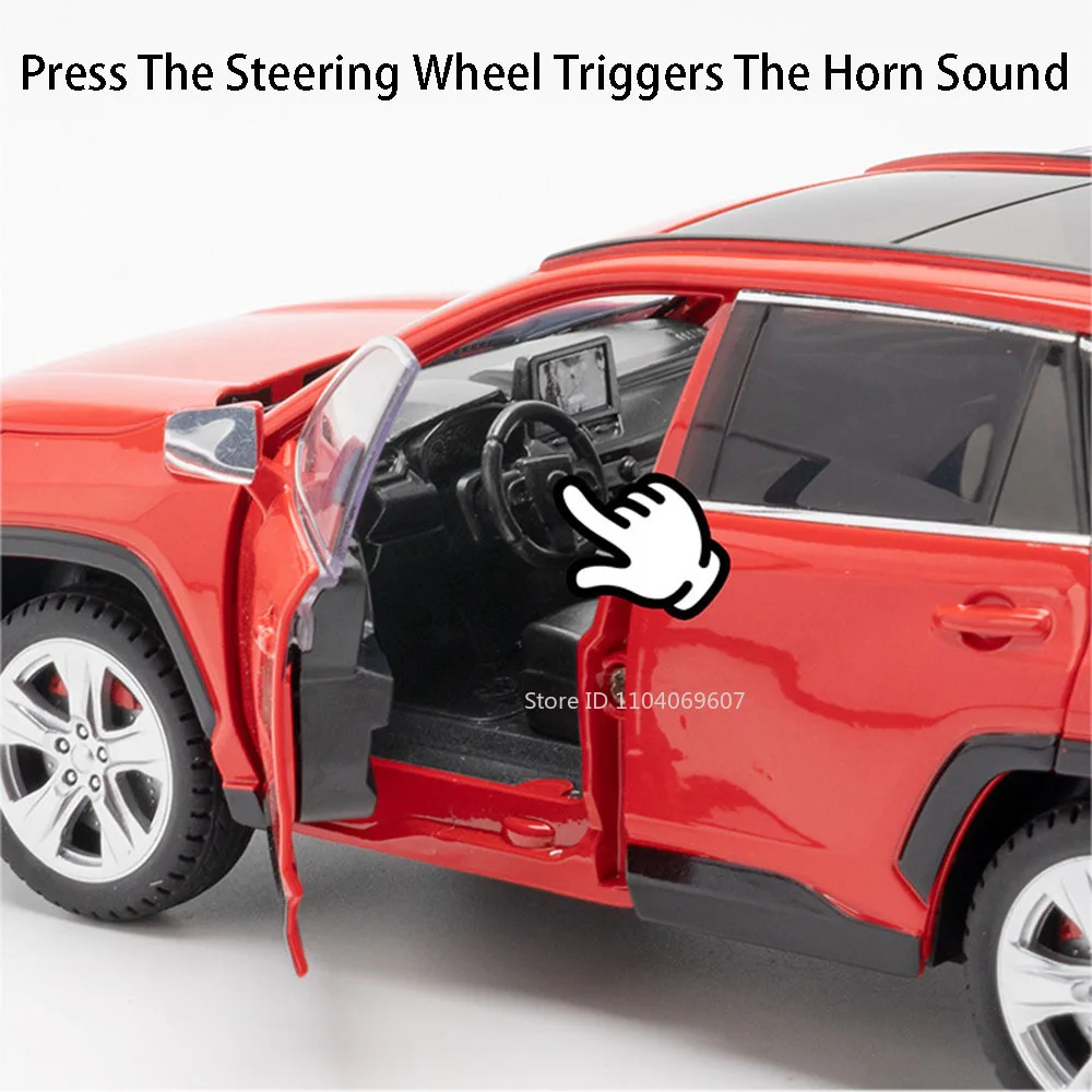 1:24 RAV4 Sienna FJ Cruiser Model Toy Cars Alloy Diecast Miniature Vehicles Doors Opened Pull Back Sound Light for Kids Gifts