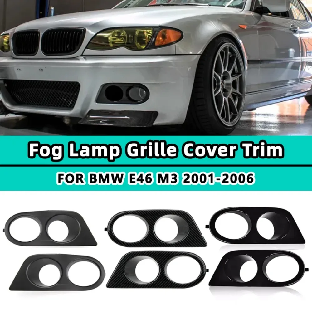 2X Front Bumper Fog Light Cover For BMW E46 M3 2001 2002 2003 2004 2005 2006 Car Dual Hole Surround Air Duct Grille Racing style