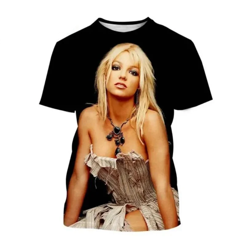 Summer Britney Spears 3D Print T-Shirts Streetwear Men Women Casual Oversized O-Neck Short Sleeved T Shirt Tees Tops Clothing