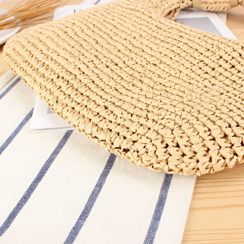 الترفيه بلون ورقة حبل حقيبة من القماش المرأة عطلة الشاطئ حقيبة تحت الإبط سعة كبيرة حقيبة سفر أنيق القوس حقائب كتف