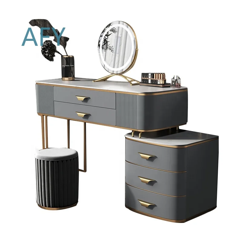 Hot Sell Modern Dressing Table with Mirror Chair and Light Luxury Girls Dressing Table with Drawers for Bedroom Vanity Set