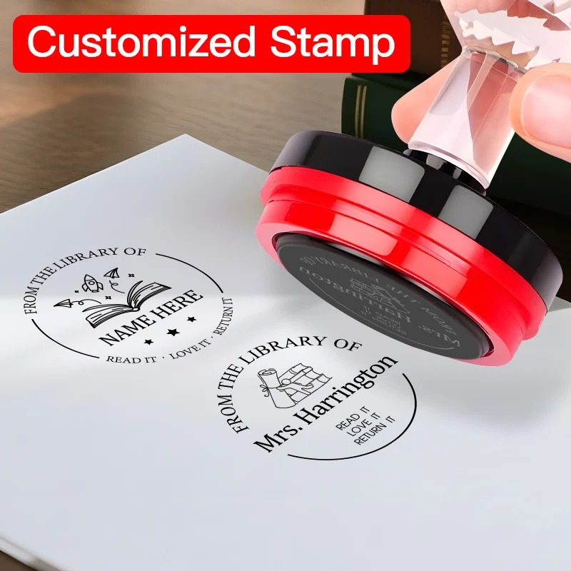 Sello de propiedad de libros personalizado: logotipo personalizado de sello Ex Libris autoentintado impermeable para escuelas, librerías y entusiastas