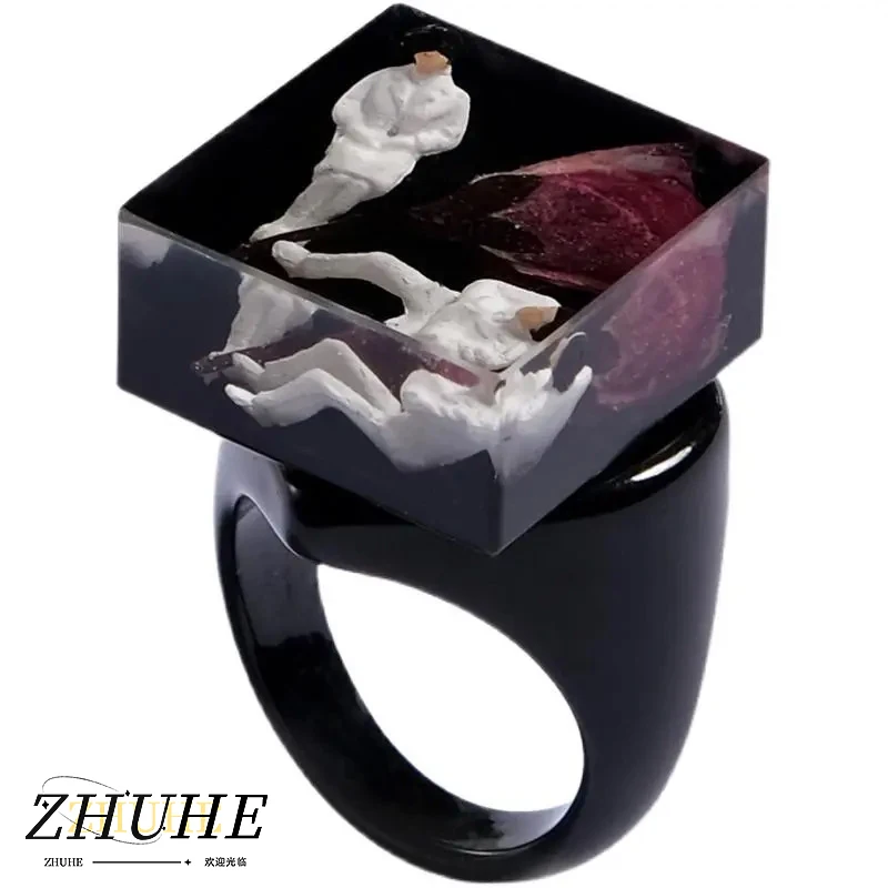 

2024 New Resin Ring Hip Hop Rock Style Men's And Women's Jewelry Party Gift