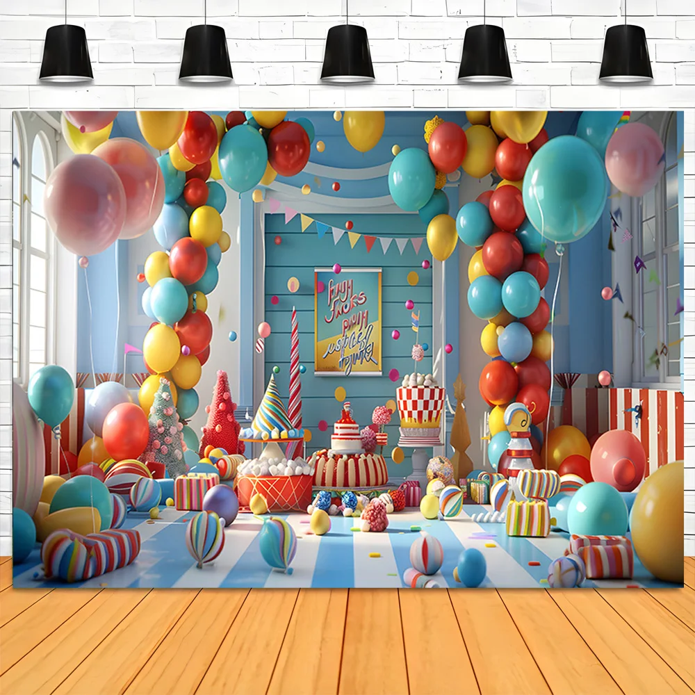 Escena de playa de sirena y estrellas de mar, Fondo de fotografía, decoración de feliz cumpleaños, globos, corona, fiesta, estudio fotográfico, DF-02