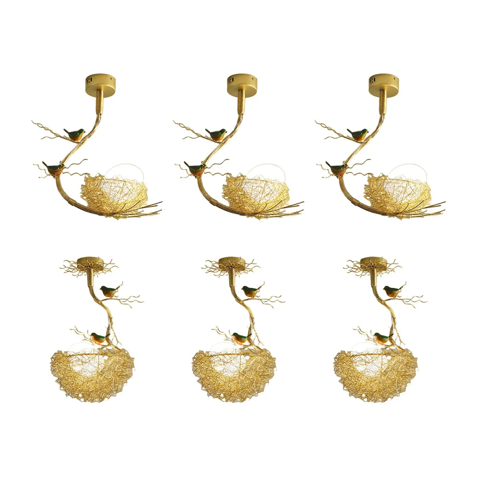 Bird Nest Pendant Light Fixture Hanging Ceiling Lamp Metal Woven Design Glass Shade for Entryway Bedroom Hallway Home Decor