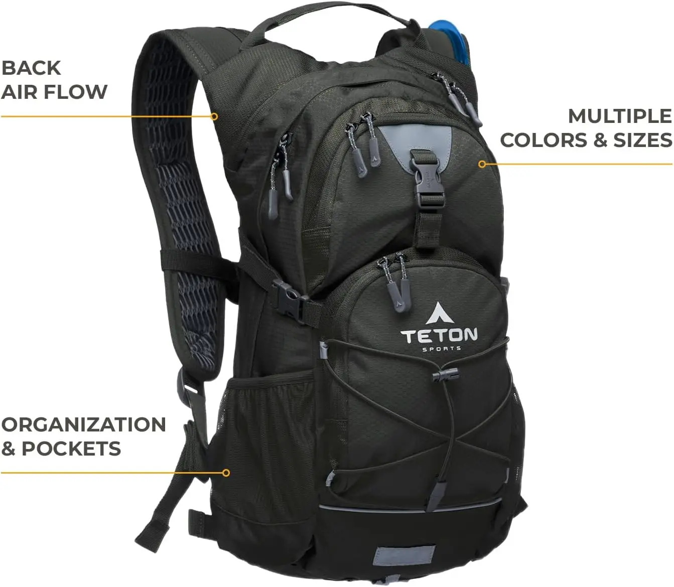 Teton Oasis/Trailrunner Hydration Backpack – Lightweight Water Pack with 2L/3L Bladder for Hiking, Running, Cycling, Biking 18L/22L Sizes – Sewn-in Rain Cover – Fits Men and Women - view 3