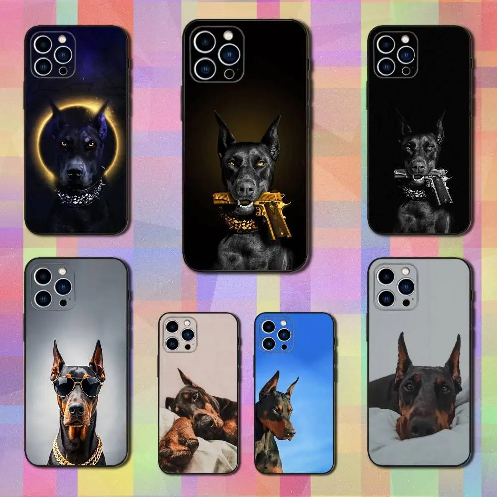 

Hot Pet Doberman Dogs Phone Case For iPhone 16,15,14,13,12,11 Plus,Pro Max,XS,X,XR,SE,Mini,8,7,Soft Silicone Black Cover