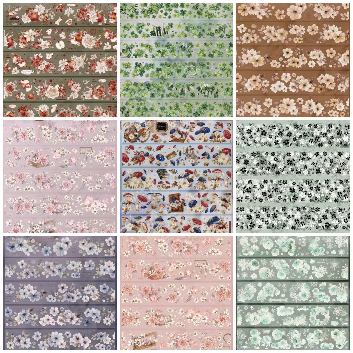 1 Loop Pet Washi Masking Tape Sample Xiaobai Purple Vintage Gentle Floral Shell Light-Cut Mold Planner