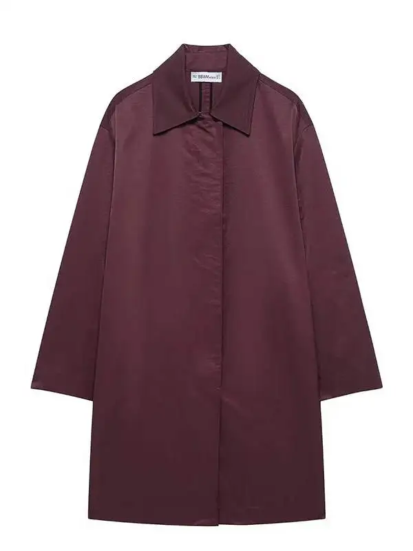 

Loose Casual Long Sve Collared Top Women's Street Sle Loose Fit Long Coat Casual irt Mid-Length Color