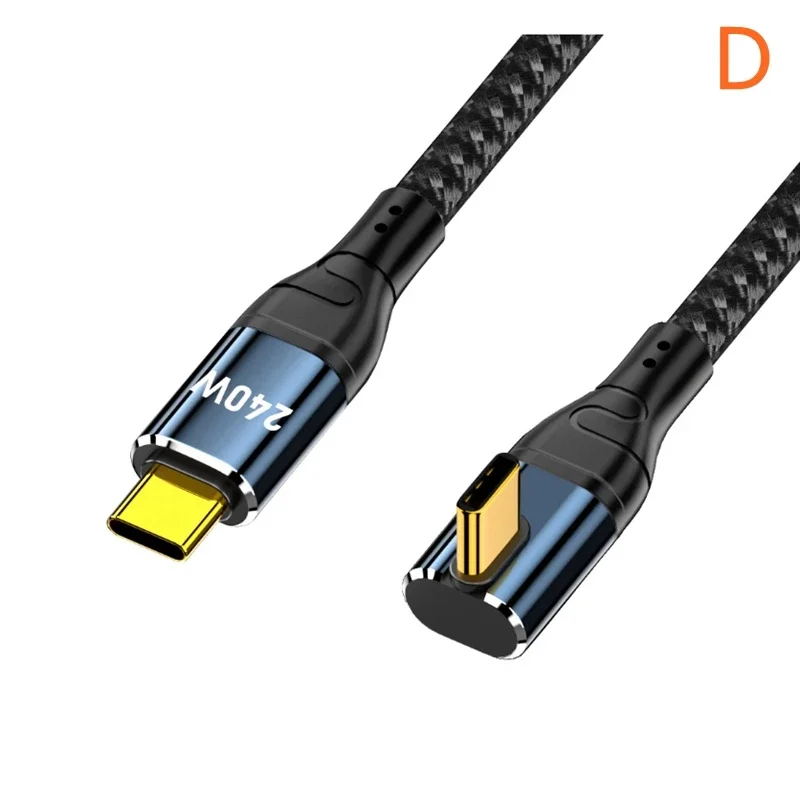 Right angle USB C 240W 48V 5A PD240W 480Mbps Type C to PD3.1 Cable laptop Charging Quick Charge QC 4.0 Fast Charging USB C Cable